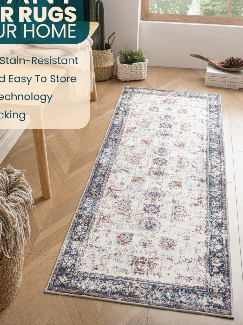 Istana 2x8 Hallway Runner Rug multi color Non Slip Washable New